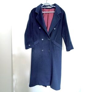 Vintage Cassidy Deep BLUE Double Breasted Wool Trench Coat